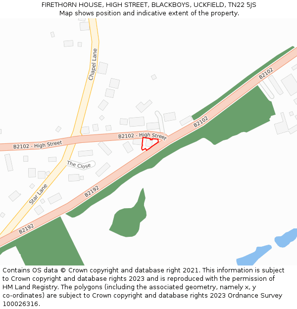FIRETHORN HOUSE, HIGH STREET, BLACKBOYS, UCKFIELD, TN22 5JS: Location map and indicative extent of plot