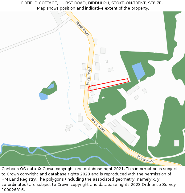 FIRFIELD COTTAGE, HURST ROAD, BIDDULPH, STOKE-ON-TRENT, ST8 7RU: Location map and indicative extent of plot