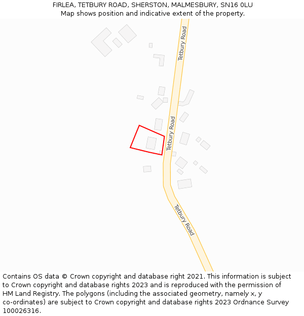 FIRLEA, TETBURY ROAD, SHERSTON, MALMESBURY, SN16 0LU: Location map and indicative extent of plot
