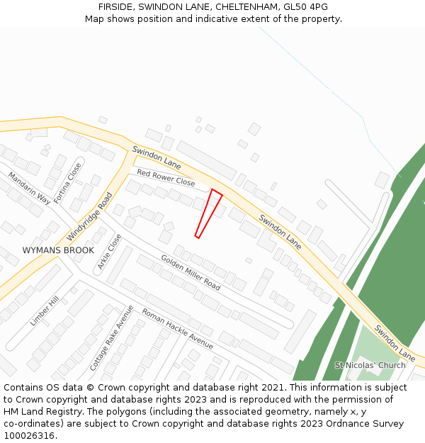 FIRSIDE, SWINDON LANE, CHELTENHAM, GL50 4PG: Location map and indicative extent of plot