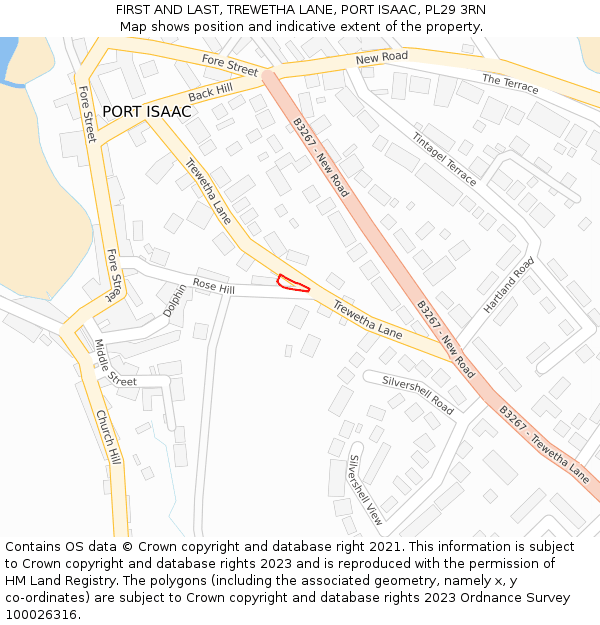FIRST AND LAST, TREWETHA LANE, PORT ISAAC, PL29 3RN: Location map and indicative extent of plot
