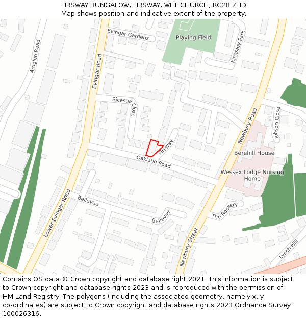FIRSWAY BUNGALOW, FIRSWAY, WHITCHURCH, RG28 7HD: Location map and indicative extent of plot