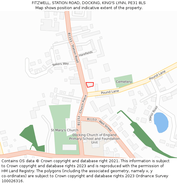 FITZWELL, STATION ROAD, DOCKING, KING'S LYNN, PE31 8LS: Location map and indicative extent of plot