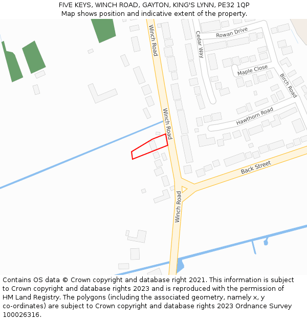 FIVE KEYS, WINCH ROAD, GAYTON, KING'S LYNN, PE32 1QP: Location map and indicative extent of plot
