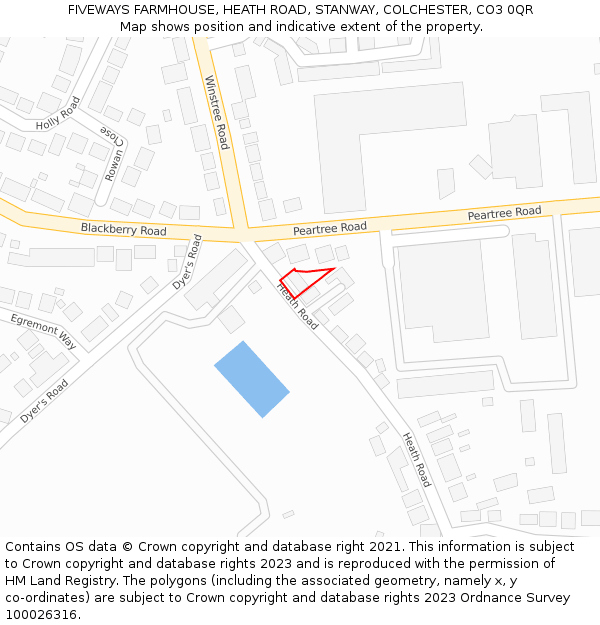 FIVEWAYS FARMHOUSE, HEATH ROAD, STANWAY, COLCHESTER, CO3 0QR: Location map and indicative extent of plot
