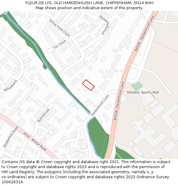 FLEUR DE LYS, OLD HARDENHUISH LANE, CHIPPENHAM, SN14 6HH: Location map and indicative extent of plot