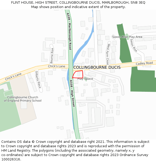 FLINT HOUSE, HIGH STREET, COLLINGBOURNE DUCIS, MARLBOROUGH, SN8 3EQ: Location map and indicative extent of plot