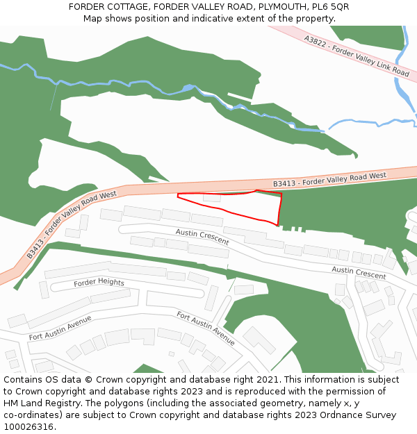 FORDER COTTAGE, FORDER VALLEY ROAD, PLYMOUTH, PL6 5QR: Location map and indicative extent of plot