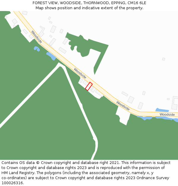 FOREST VIEW, WOODSIDE, THORNWOOD, EPPING, CM16 6LE: Location map and indicative extent of plot