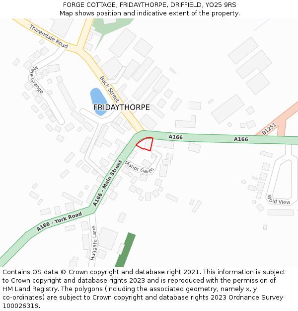 FORGE COTTAGE, FRIDAYTHORPE, DRIFFIELD, YO25 9RS: Location map and indicative extent of plot