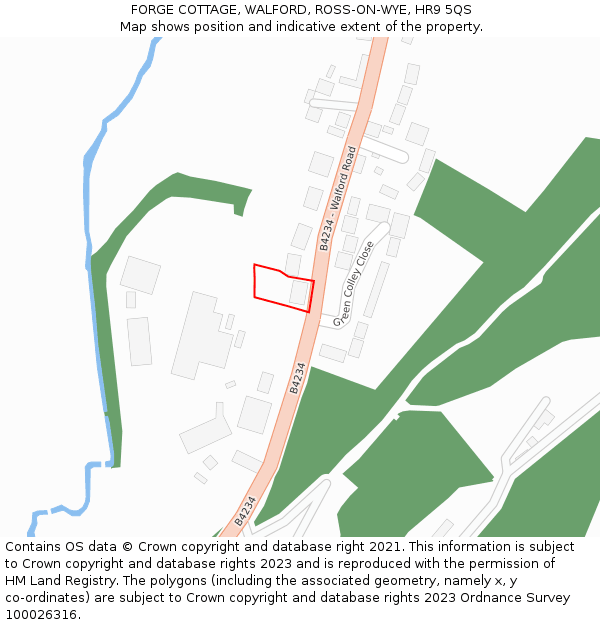 FORGE COTTAGE, WALFORD, ROSS-ON-WYE, HR9 5QS: Location map and indicative extent of plot
