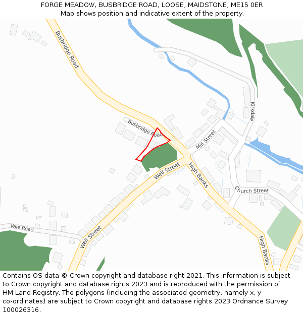 FORGE MEADOW, BUSBRIDGE ROAD, LOOSE, MAIDSTONE, ME15 0ER: Location map and indicative extent of plot