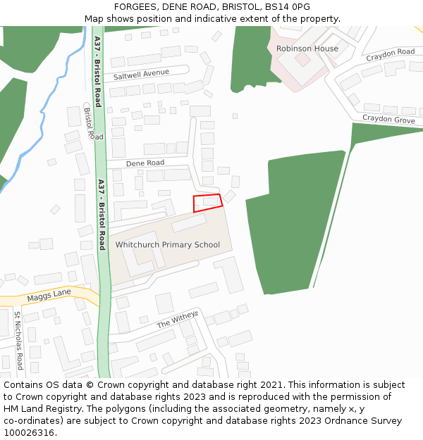 FORGEES, DENE ROAD, BRISTOL, BS14 0PG: Location map and indicative extent of plot