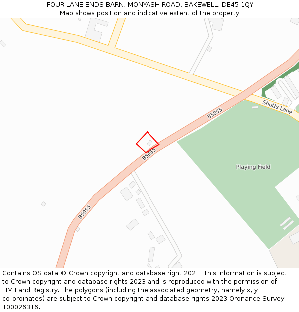 FOUR LANE ENDS BARN, MONYASH ROAD, BAKEWELL, DE45 1QY: Location map and indicative extent of plot