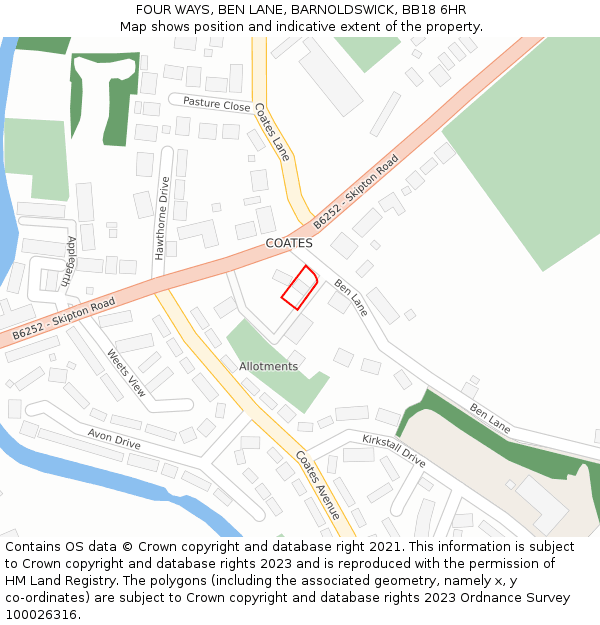 FOUR WAYS, BEN LANE, BARNOLDSWICK, BB18 6HR: Location map and indicative extent of plot