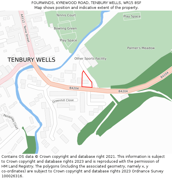 FOURWINDS, KYREWOOD ROAD, TENBURY WELLS, WR15 8SF: Location map and indicative extent of plot