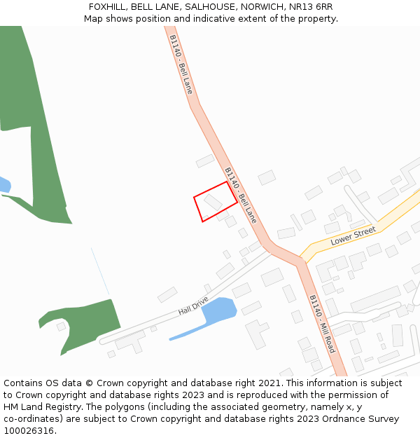 FOXHILL, BELL LANE, SALHOUSE, NORWICH, NR13 6RR: Location map and indicative extent of plot