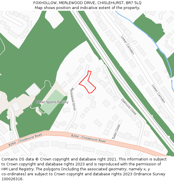 FOXHOLLOW, MERLEWOOD DRIVE, CHISLEHURST, BR7 5LQ: Location map and indicative extent of plot