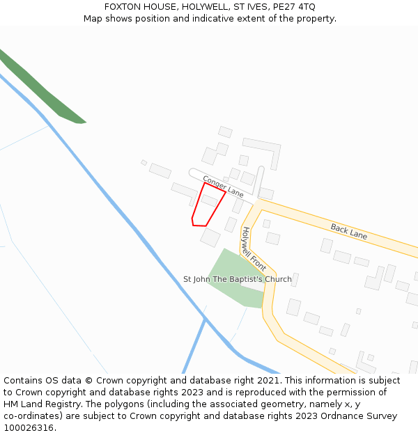 FOXTON HOUSE, HOLYWELL, ST IVES, PE27 4TQ: Location map and indicative extent of plot
