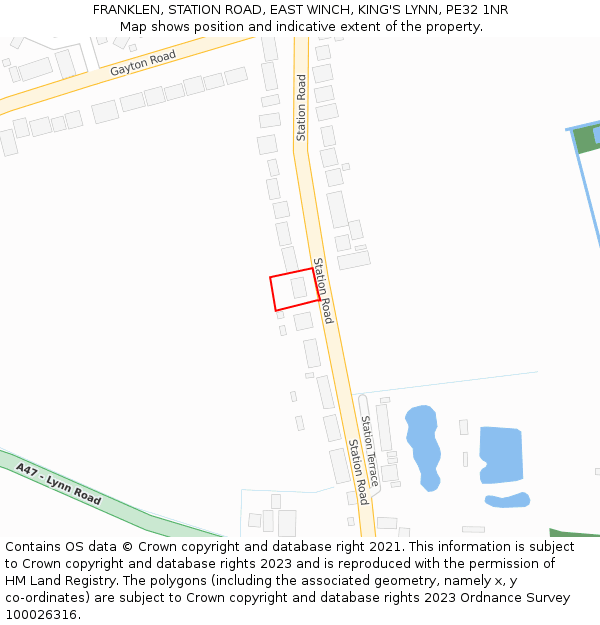 FRANKLEN, STATION ROAD, EAST WINCH, KING'S LYNN, PE32 1NR: Location map and indicative extent of plot