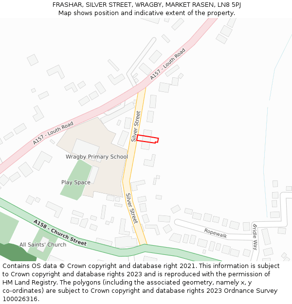 FRASHAR, SILVER STREET, WRAGBY, MARKET RASEN, LN8 5PJ: Location map and indicative extent of plot