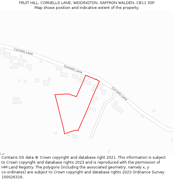 FRUIT HILL, CORNELLS LANE, WIDDINGTON, SAFFRON WALDEN, CB11 3SP: Location map and indicative extent of plot