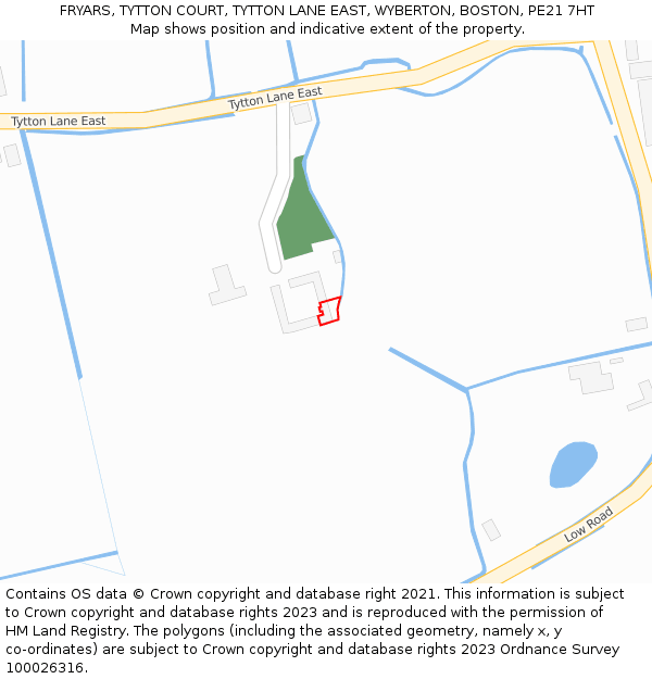 FRYARS, TYTTON COURT, TYTTON LANE EAST, WYBERTON, BOSTON, PE21 7HT: Location map and indicative extent of plot