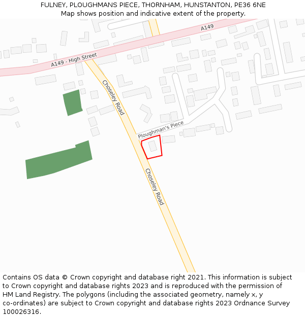 FULNEY, PLOUGHMANS PIECE, THORNHAM, HUNSTANTON, PE36 6NE: Location map and indicative extent of plot