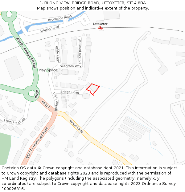 FURLONG VIEW, BRIDGE ROAD, UTTOXETER, ST14 8BA: Location map and indicative extent of plot
