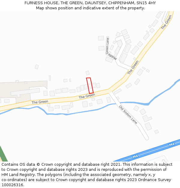 FURNESS HOUSE, THE GREEN, DAUNTSEY, CHIPPENHAM, SN15 4HY: Location map and indicative extent of plot