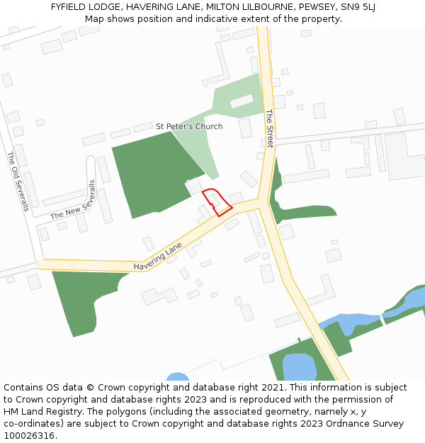 FYFIELD LODGE, HAVERING LANE, MILTON LILBOURNE, PEWSEY, SN9 5LJ: Location map and indicative extent of plot