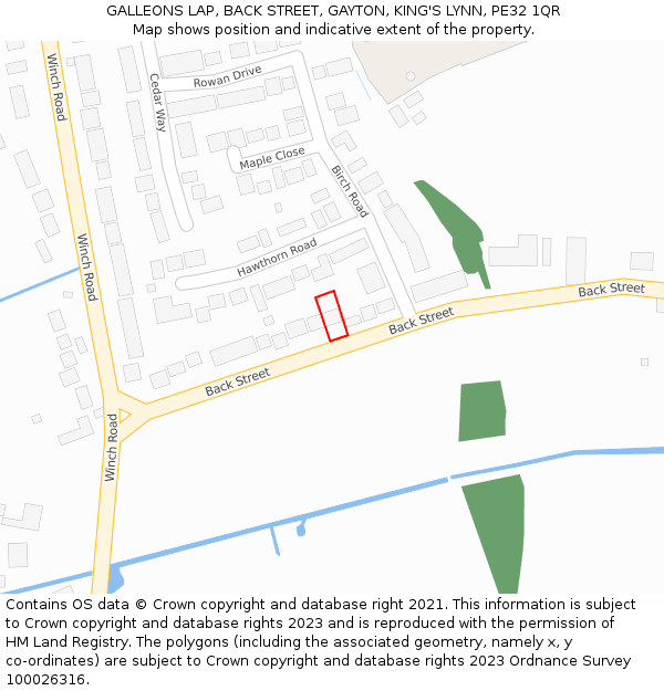 GALLEONS LAP, BACK STREET, GAYTON, KING'S LYNN, PE32 1QR: Location map and indicative extent of plot