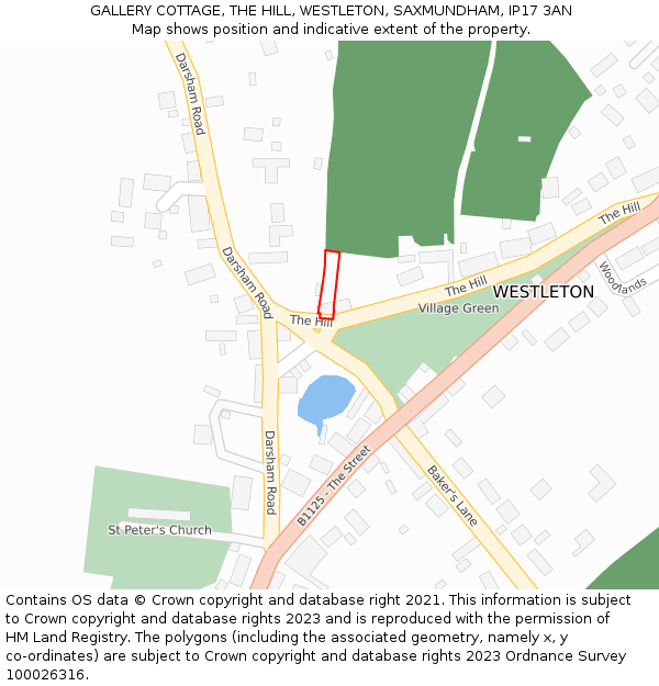 GALLERY COTTAGE, THE HILL, WESTLETON, SAXMUNDHAM, IP17 3AN: Location map and indicative extent of plot