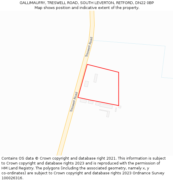 GALLIMAUFRY, TRESWELL ROAD, SOUTH LEVERTON, RETFORD, DN22 0BP: Location map and indicative extent of plot