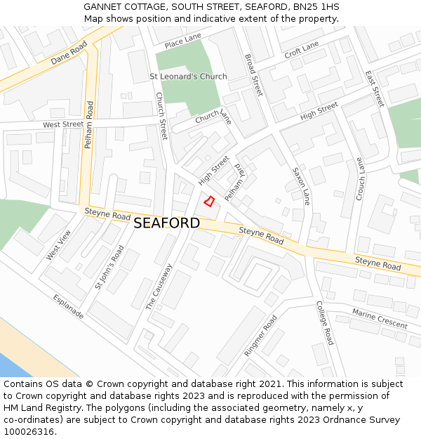 GANNET COTTAGE, SOUTH STREET, SEAFORD, BN25 1HS: Location map and indicative extent of plot