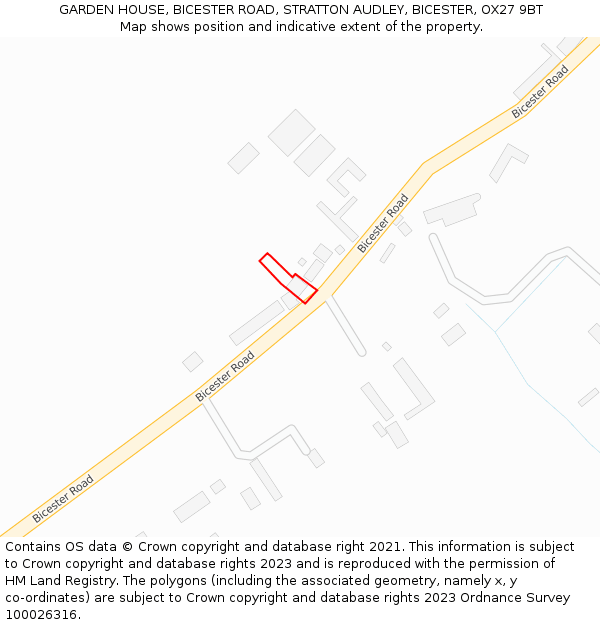 GARDEN HOUSE, BICESTER ROAD, STRATTON AUDLEY, BICESTER, OX27 9BT: Location map and indicative extent of plot