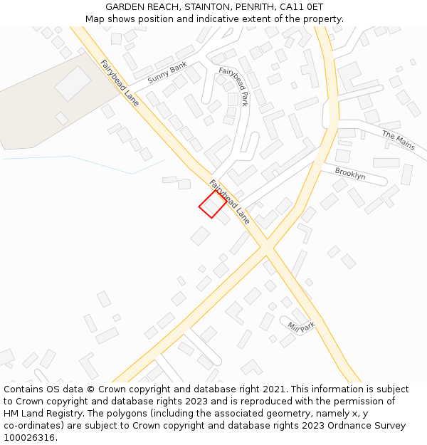 GARDEN REACH, STAINTON, PENRITH, CA11 0ET: Location map and indicative extent of plot