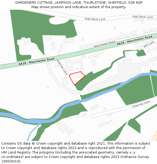 GARDENERS COTTAGE, LEAPINGS LANE, THURLSTONE, SHEFFIELD, S36 9QP: Location map and indicative extent of plot