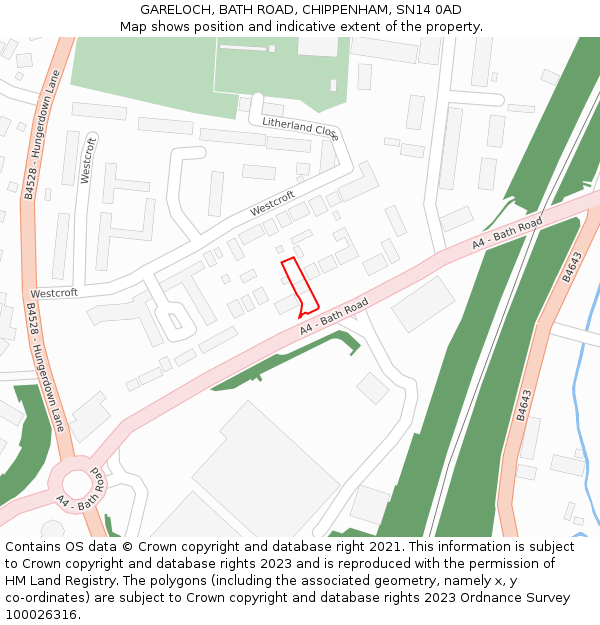 GARELOCH, BATH ROAD, CHIPPENHAM, SN14 0AD: Location map and indicative extent of plot