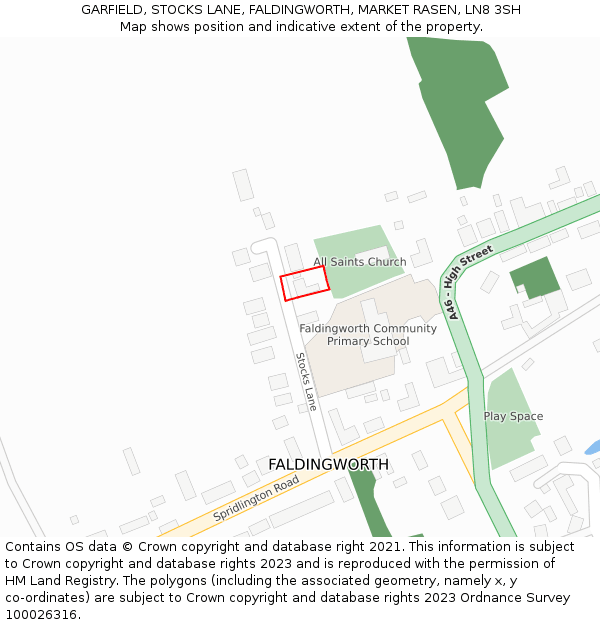 GARFIELD, STOCKS LANE, FALDINGWORTH, MARKET RASEN, LN8 3SH: Location map and indicative extent of plot