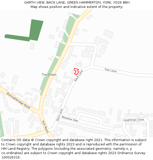 GARTH VIEW, BACK LANE, GREEN HAMMERTON, YORK, YO26 8BH: Location map and indicative extent of plot