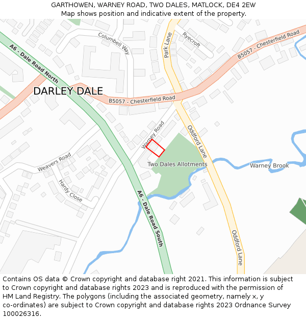 GARTHOWEN, WARNEY ROAD, TWO DALES, MATLOCK, DE4 2EW: Location map and indicative extent of plot