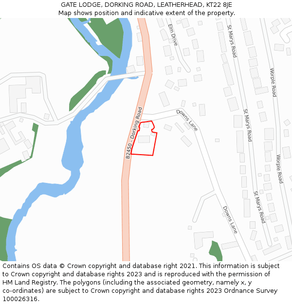 GATE LODGE, DORKING ROAD, LEATHERHEAD, KT22 8JE: Location map and indicative extent of plot