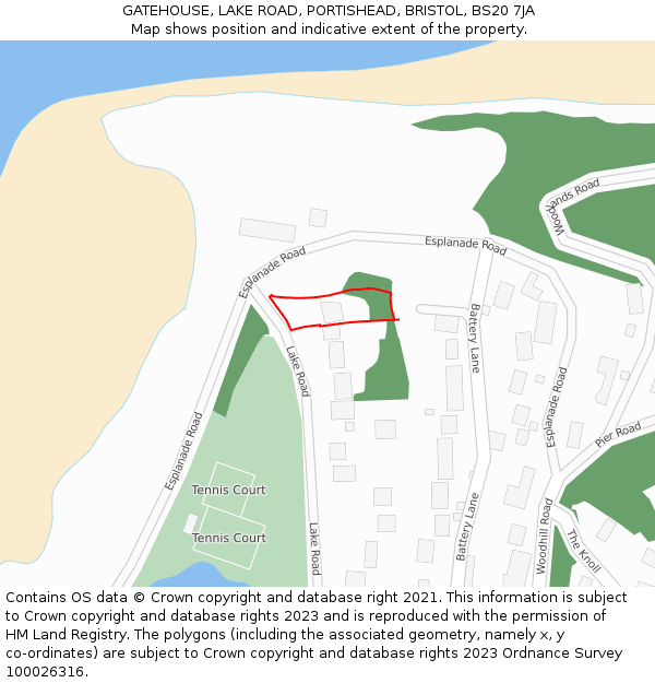 GATEHOUSE, LAKE ROAD, PORTISHEAD, BRISTOL, BS20 7JA: Location map and indicative extent of plot