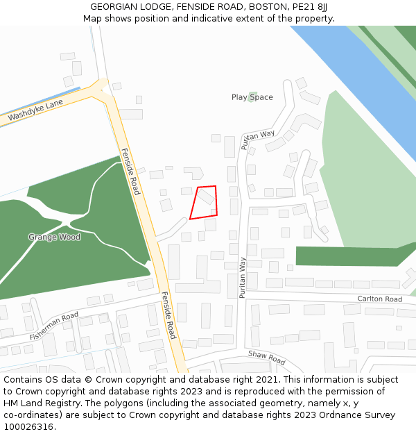 GEORGIAN LODGE, FENSIDE ROAD, BOSTON, PE21 8JJ: Location map and indicative extent of plot
