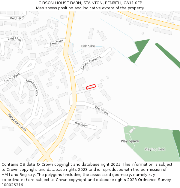 GIBSON HOUSE BARN, STAINTON, PENRITH, CA11 0EP: Location map and indicative extent of plot