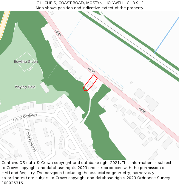 GILLCHRIS, COAST ROAD, MOSTYN, HOLYWELL, CH8 9HF: Location map and indicative extent of plot