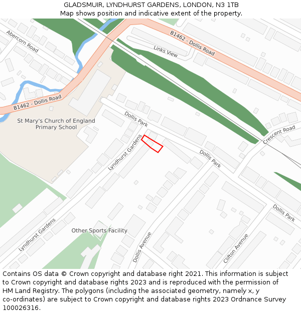 GLADSMUIR, LYNDHURST GARDENS, LONDON, N3 1TB: Location map and indicative extent of plot