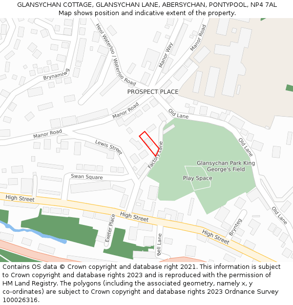 GLANSYCHAN COTTAGE, GLANSYCHAN LANE, ABERSYCHAN, PONTYPOOL, NP4 7AL: Location map and indicative extent of plot