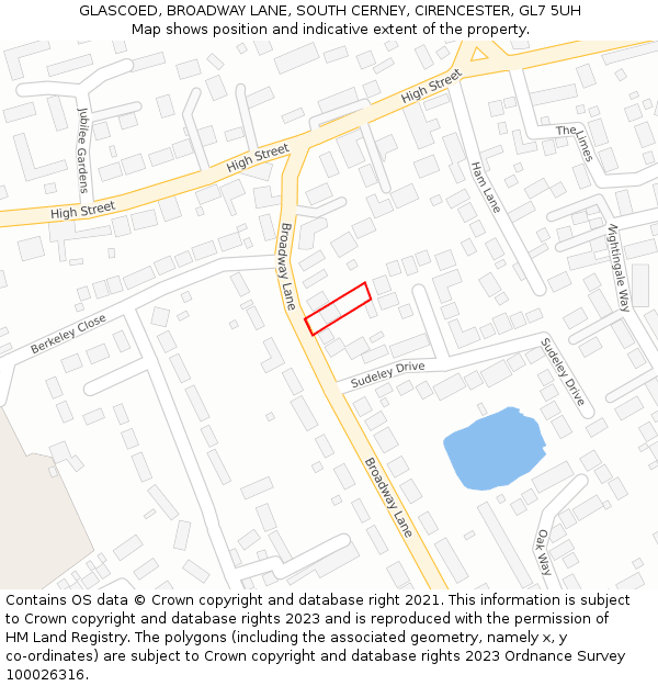 GLASCOED, BROADWAY LANE, SOUTH CERNEY, CIRENCESTER, GL7 5UH: Location map and indicative extent of plot